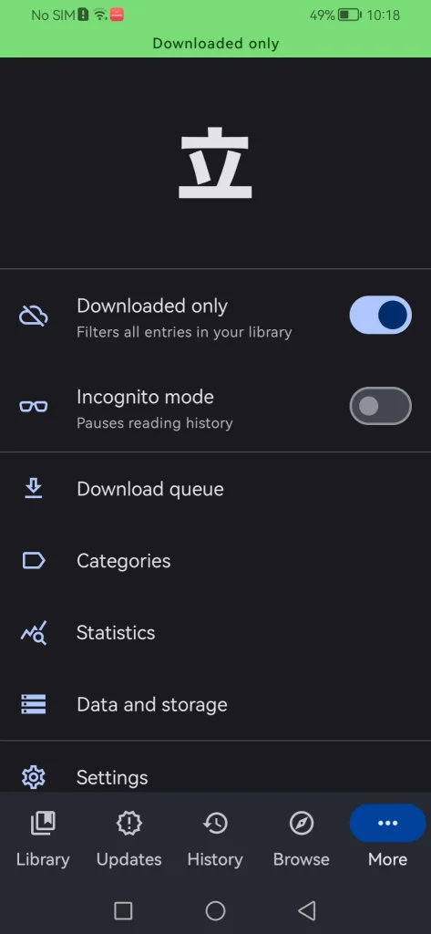 screenshot of tachiyomi